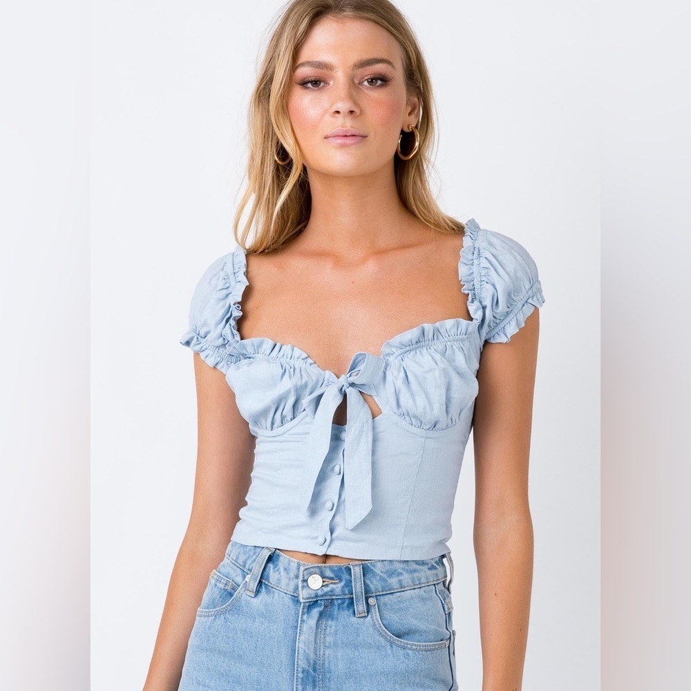NWOT - Princess Polly Elouise Crop Top in Blue - Size 4